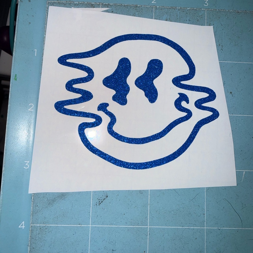 Blue Glitter Smiley Face Decal